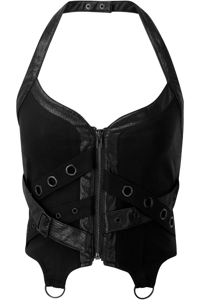 Women's top (corset) KILLSTAR - Cadaver Zip Top - BLACK - KSRA002132  -  Metal-shop