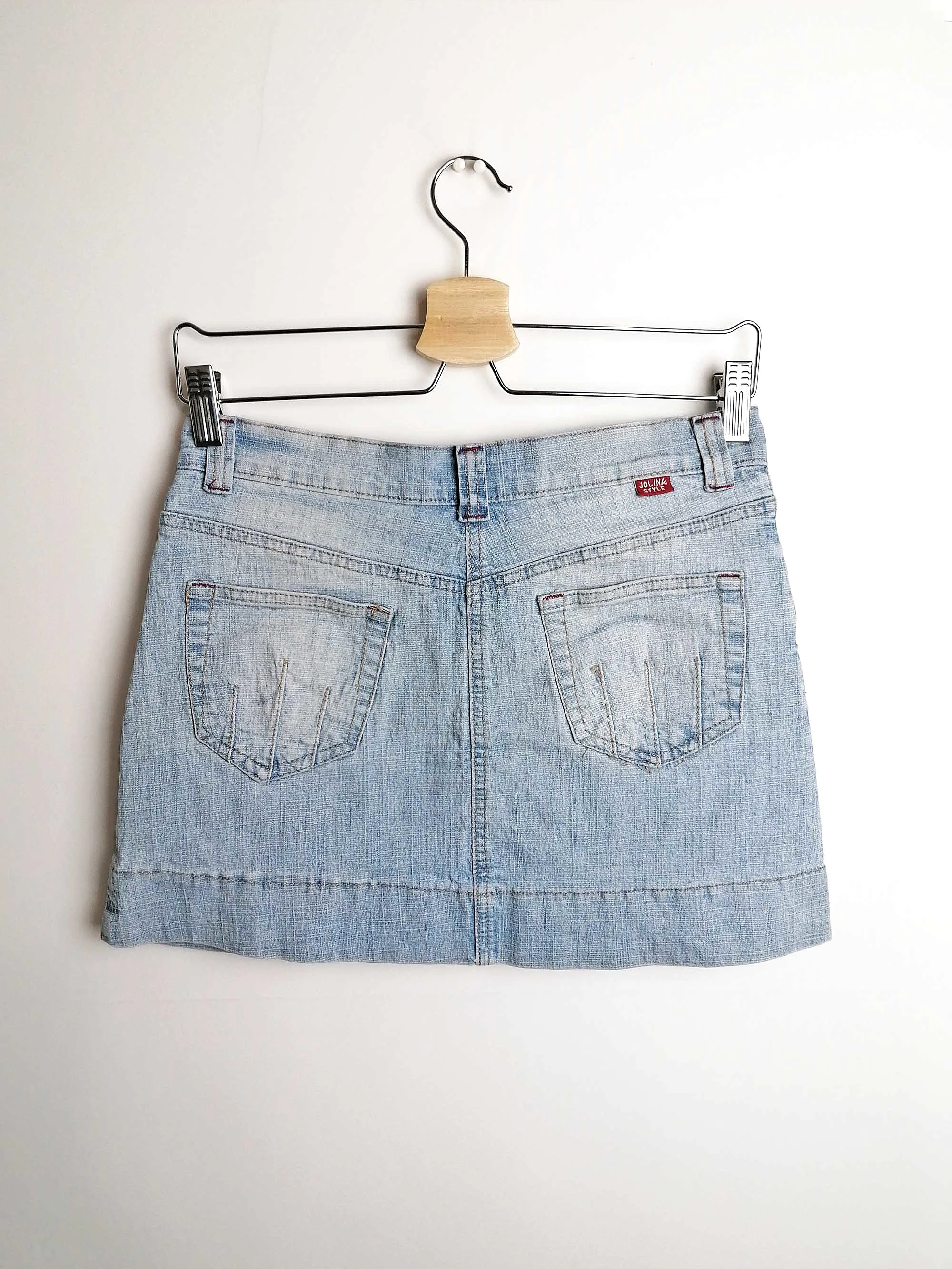 Y2K Denim mini-skirt lightwash faded blue - size S