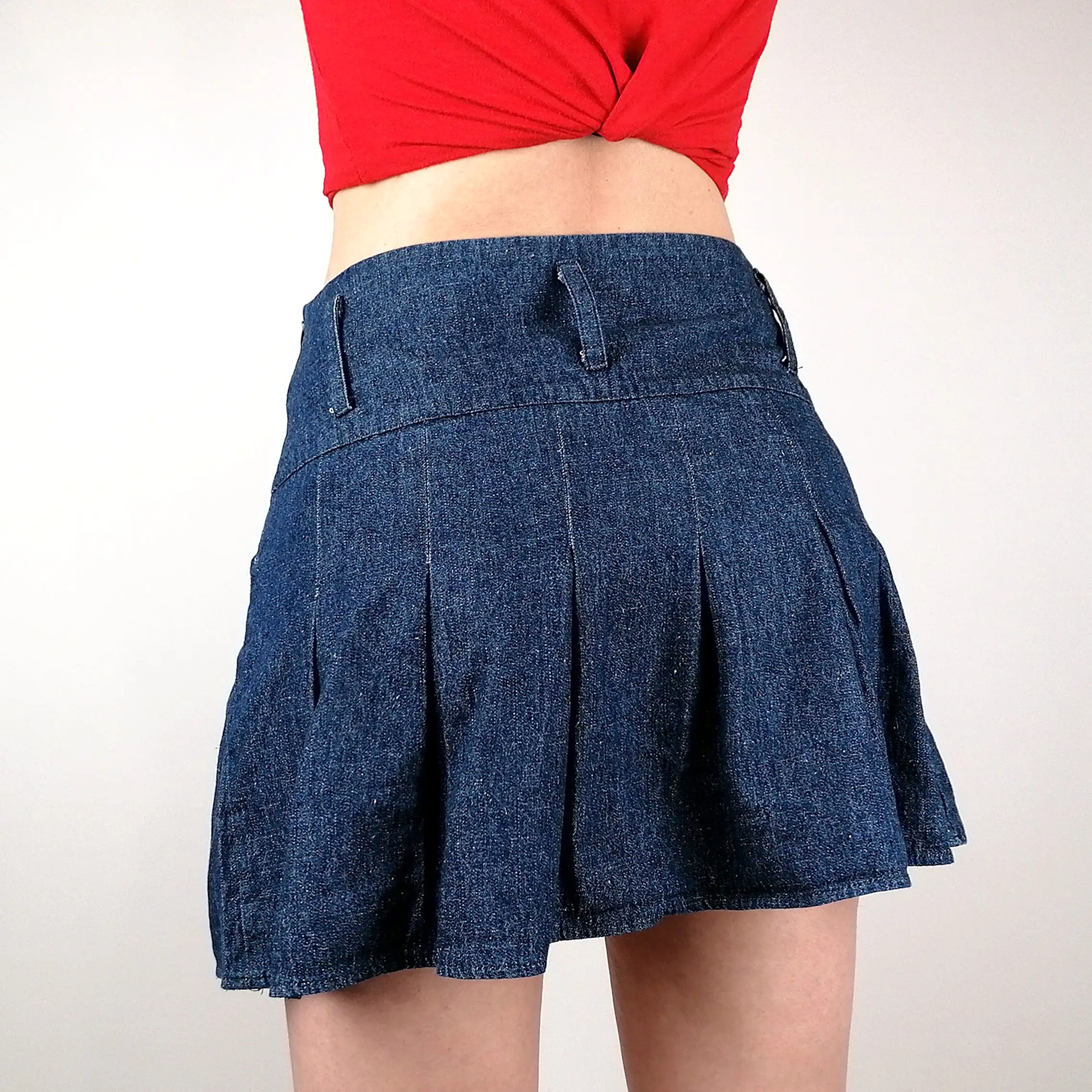 Y2K Denim mini-skirt with pleats - size M