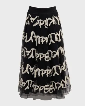 Yippe Yay Inspired Script Tulle Midi Skirt